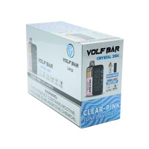 VOLF BAR CRYSTAL KIT 35K DISPOSABLE 35000PF CLEAR PINK (UNFLAVORED) 3% -BOX OF 5 - 6970890275212