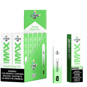 CRAVE PLUS MAX DISPOSABLE 2500PF FRESH CLEAR 3% NIC -BOX OF 10