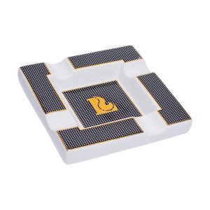 LUCIENNE WHITE & BLACK SQUARE CIGAR ASHTRAY (7.85'' X 7.85'' X 2.25'')