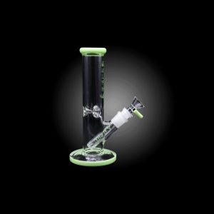 8'' ALPHA GLASS STRIGHT TUBE WITH COLORED MOUTH PIECE MILKY GREEN