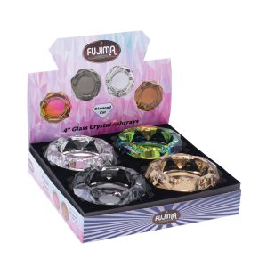 FUJIMA CRYSTAL COLORIZED ASHTRAY - 4INCH -4CT BOX