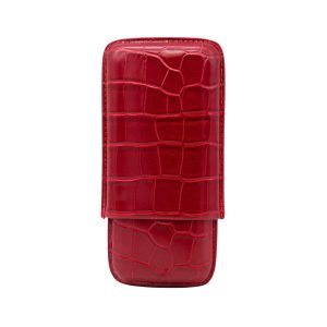 FUJIMA VEGAN LEATHER BURGUNDY CIGAR CASE (HOLD 3 CIGARS) (2475L)