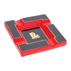 LUCIENNE RED & BLACK SQUARE CIGAR ASHTRAY (7.85'' X 7.85'' X 2.25'') (A269)