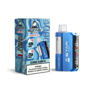 STARMAX SWITCH PRO KIT DISPOSABLE 40000PF CLASSIC CLEAR 5% -BOX OF 5 (25000PF BOOST MODE & POD + REUSABLE BATTERY)