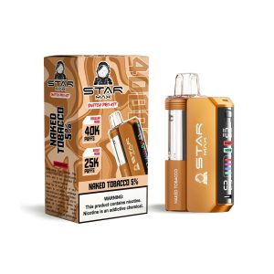 STARMAX SWITCH PRO KIT DISPOSABLE 40000PF NAKED TOBACCO 5% -BOX OF 5 (25000PF BOOST MODE & POD + REUSABLE BATTERY)