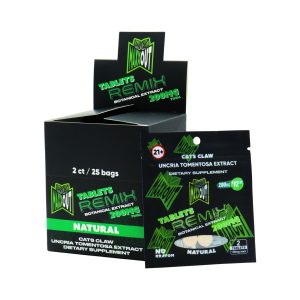 MAXXOUT REMIX CATS CLAW BOTANICAL EXTRACT TABLETS (100MG PER TAB) 2CT BAG NATURAL -BOX OF 25 BAGS