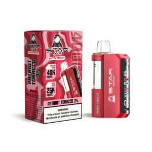 STARMAX SWITCH PRO KIT DISPOSABLE 40000PF PATRIOT TOBACCO 3% -BOX OF 5 (25000PF BOOST MODE & POD + REUSABLE BATTERY)