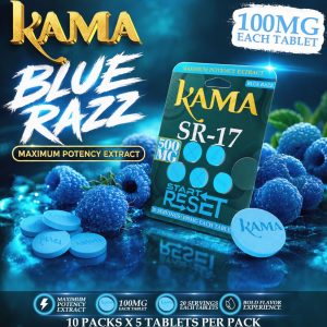 KAMA SR-17 TABLETS (100MG EACH TAB) TOTAL 500MG BLUE RAZZ -BOX OF 10 PACK