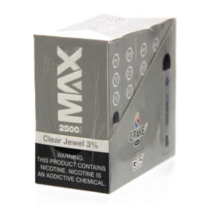 CRAVE PLUS MAX DISPOSABLE 2500PF CLEAR JEWEL 3% NIC -BOX OF 10