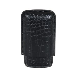 FUJIMA VEGAN LEATHER BLACK CIGAR CASE (HOLDS 3 CIGARS) (2476L)