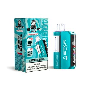 STARMAX SWITCH PRO KIT DISPOSABLE 40000PF SMOOTH CLEAR 5% -BOX OF 5 (25000PF BOOST MODE & POD + REUSABLE BATTERY)