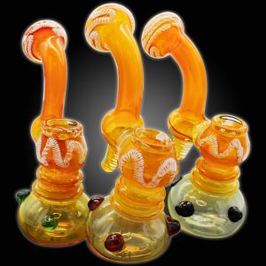 8'' GOLD FUMED HEAVY BUBBLER HAND PIPE 5CT JAR - 100000944179
