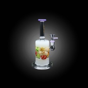 HIPSTER GLASS 8.5'' INSIDE AQUARIUM FISH DESIGN WATERPIPE SLIME PURPLE