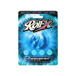 ROLL-X NOOTROPIC ENERGY TABLETS BLUE RAZZ 4CT PACK -BOX OF 10 PACK