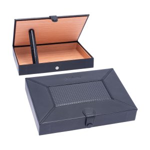 LUCIENNE TRAVEL HUMIDOR - BLACK + BLACK FLAT NAPPA + DIMOND PRINT (XC553)