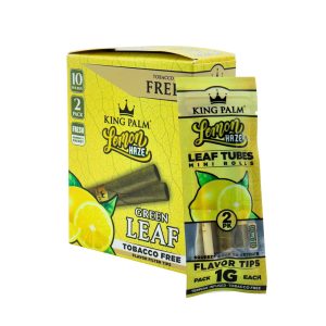 KING PALM GREEN LEAF 2 MINI ROLLS (1GM EACH) LEMON HAZE WITH 2GM HUMIDITY PACKET 2CT PACK -BOX OF 10 PACK