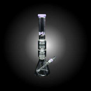 19'' URBAN GLASS DOUBLE 10ARMS SHOWERHEAD PERC WATERPIPE PURPLE