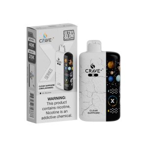 CRAVE PLUS X ULTRA SLIM DISPOSABLE 40000PF CLEAR SAPPHIRE 5% - BOX OF 5 (25000PF PULSE MODE-3D CURVED SCREEN)