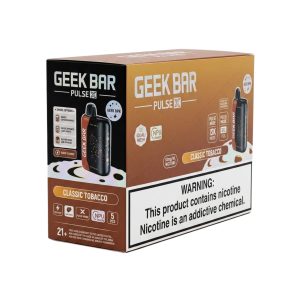 GEEK BAR PULSE X DISPOSABLE 25000PF CLASSIC TOBACCO 5% -BOX OF 5 (15000PF PULSE MODE-3D CURVED SCREEN)