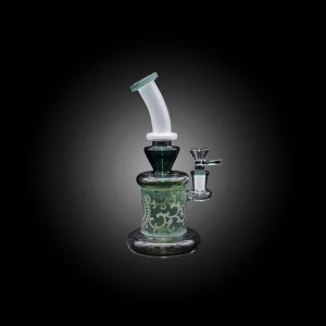 8.5'' STAIN SACRED ETCHED NECK BENT WATER PIPE GREEN
