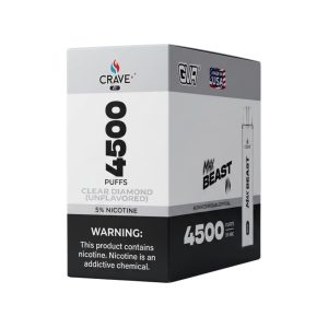 CRAVE PLUS MAX BEAST DISPOSABLE 4500PF CLEAR DIAMOND (UNFLAVORED) 5% -BOX OF 10