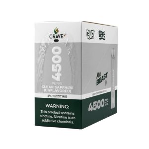 CRAVE PLUS MAX BEAST DISPOSABLE 4500PF CLEAR SAPPHIRE (UNFLAVORED) 5% -BOX OF 10