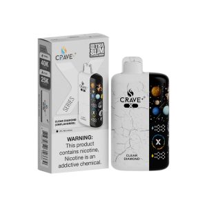 CRAVE PLUS X ULTRA SLIM DISPOSABLE 40000PF CLEAR DIAMOND 5% - BOX OF 5 (25000PF PULSE MODE-3D CURVED SCREEN)