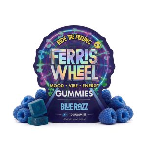 FERRIS WHEEL KANNA GUMMIES BLUE RAZZ 10CT PACK -BOX OF 10 PACK