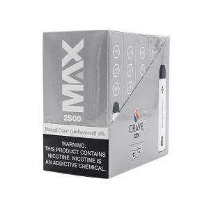 CRAVE PLUS MAX DISPOSABLE 2500PF NAKED CLEAR (UNFLAVORED) 3% NIC -BOX OF 10