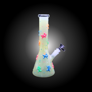 10'' BUTTERFLY THEMED BEAKER WATER PIPE GLOW IN DARK