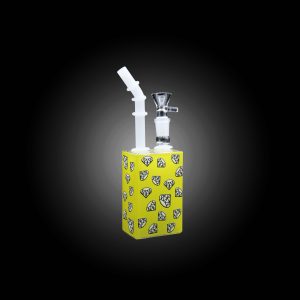 7'' JUICE BOX WATER PIPE YELLOW DIAMOND PRINTED