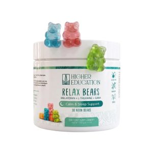 HIGHER EDUCATION FUNCTIONAL MUSHROOM GUMMIES RELAX BEARS (CALM & SLEEP) -30CT NEON BEARS JAR