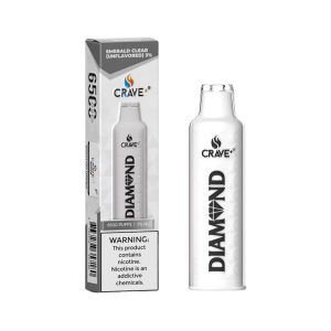 CRAVE PLUS DIAMOND DISPOSABLE 6500PF EMERALD CLEAR (UNFLAVORED) 3% NIC -BOX OF 5
