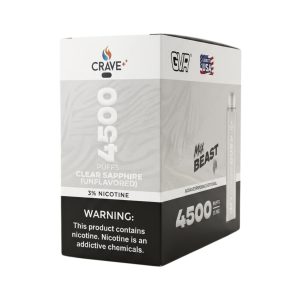 CRAVE PLUS MAX BEAST DISPOSABLE 4500PF CLEAR SAPPHIRE (UNFLAVORED) 3% -BOX OF 10