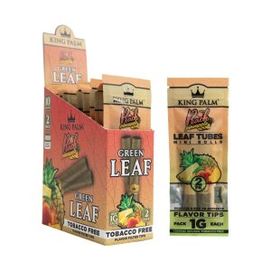 KING PALM GREEN LEAF 2 MINI ROLLS (1GM EACH) PEACH PINEAPPLE 2CT PACK -BOX OF 10 PACK