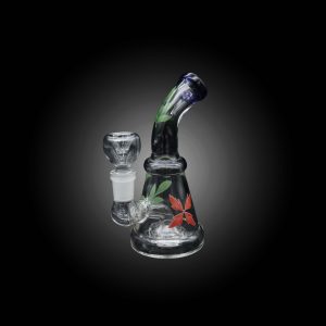 6.5'' NECK BENT AND LEAF PRINT ACCENTS WATERPIPE BLUE