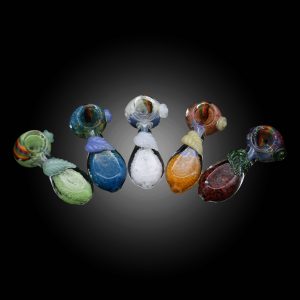 3'' LEAF ATTACHED FLAT BODY MIX COLOR HAND PIPE 15CT JAR