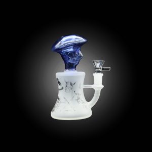 6.5'' WHITE CHARACTER COATED ALIEN HEAD WATER PIPE BLUE