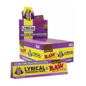 RAW LYRICAL LEMONADE ROLLING PAPERS ORGANIC HEMP KING SIZE WIDE GRAPE 32CT PACK -BOX OF 50 PACK