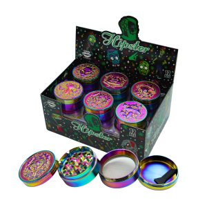 HIPSTER ZOMBIE THEMED IRIDESCENT GRINDER 4 PART 50MM -BOX OF 12 (PH6916BS-4) - 6902548911012
