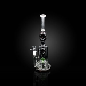 14'' SKULL SPLASH SHOWER HEAD URBAN GLASS WATER PIPE BLACK