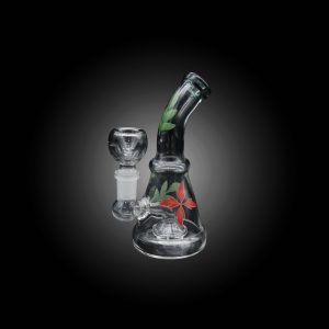 6.5'' NECK BENT AND LEAF PRINT ACCENTS WATERPIPE TEAL