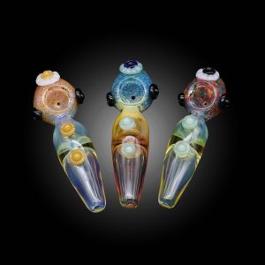 5'' MULTY BUTTON SILVER FUME DIVIDED MIX COLOR HAND PIPE 8CT JAR