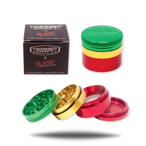 RAW HAMMER CRAFT ALUMINUM GRINDER 4 PART RASTA - 716165291626