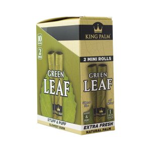 KING PALM GREEN LEAF 2 MINI ROLLS (1GM EACH) NATURAL 2CT PACK -BOX OF 10 PACK