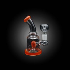 5.5'' NECK BENT STRAWBERRY PERC WATER PIPE ORANGE