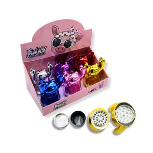 JAMAICIAN PIGGY MULTICOLOR METAL GRINDER 4 PART 40MM - BOX OF 6 - 691835637488