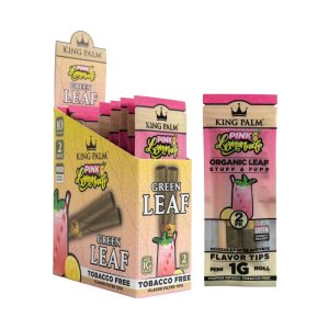 KING PALM GREEN LEAF 2 MINI ROLLS (1GM EACH) PINK LEMONADE 2CT PACK -BOX OF 10 PACK