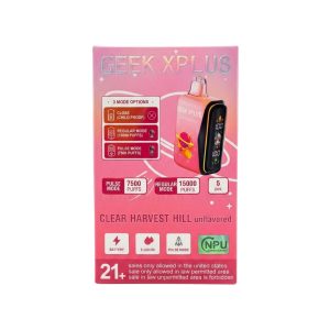 GEEK XPLUS DISPOSABLE 15000PF CLEAR HARVEST HILL (UNFLAVORED) -BOX OF 5 (7500PF PULSE MODE)