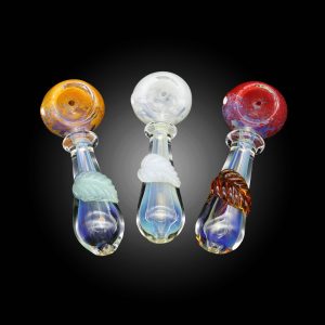 3.5'' FRIT FUME RING LEAF ATTACHED MIX COLOR HAND PIPE 15CT JAR - 100000954596